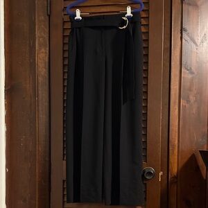 Black Wide-Leg Pants with Belt